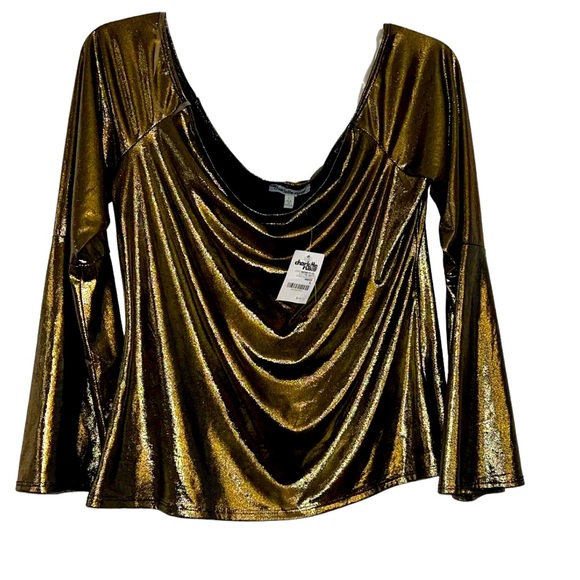 Charlotte Russe Tops - NWT CHARLOTTE RUSSE  Blouse Gold Shimmer Women's Size L